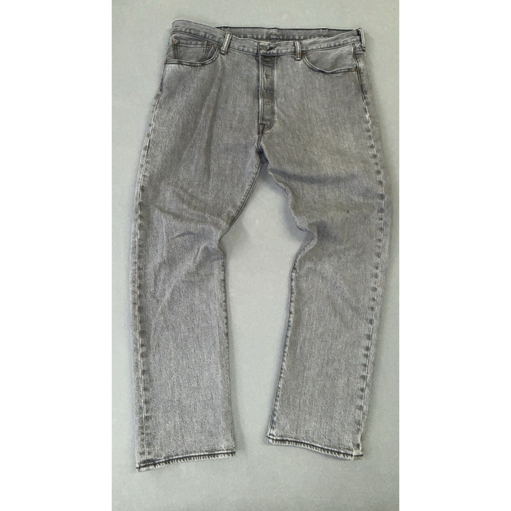 Men's Levi's 501 Button Fly Straight Fit Jeans Light Gray Size 38x30